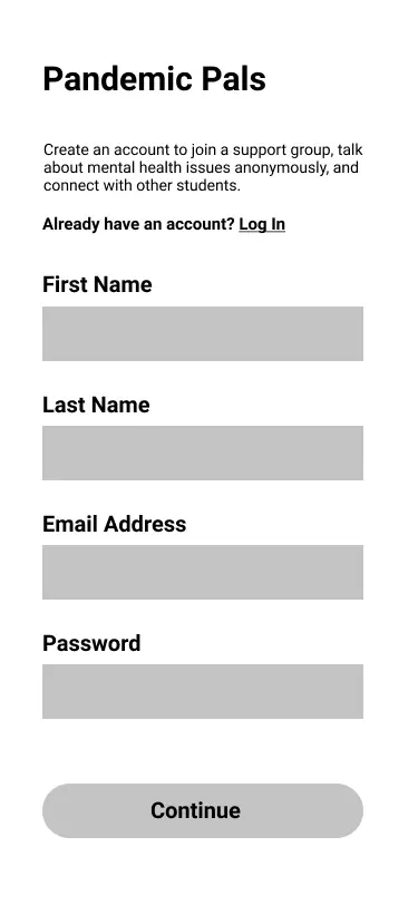 low fidelity wireframe of login Page